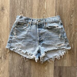 Agolde Parker Vintage Distressed High Waisted Cut Off Denim Jean Shorts Size 25